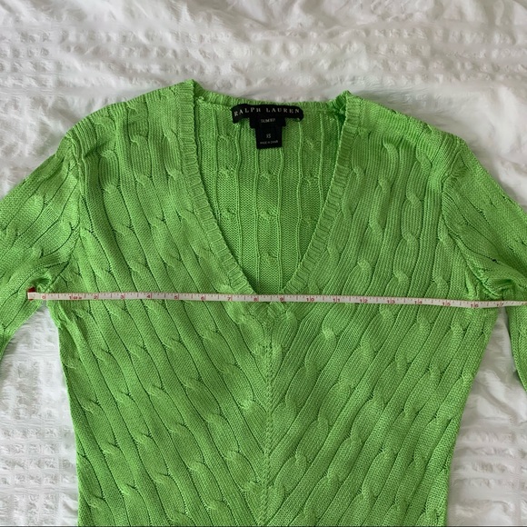 Ralph Lauren 100% Silk Sweater Lime Green - Picture 9 of 9